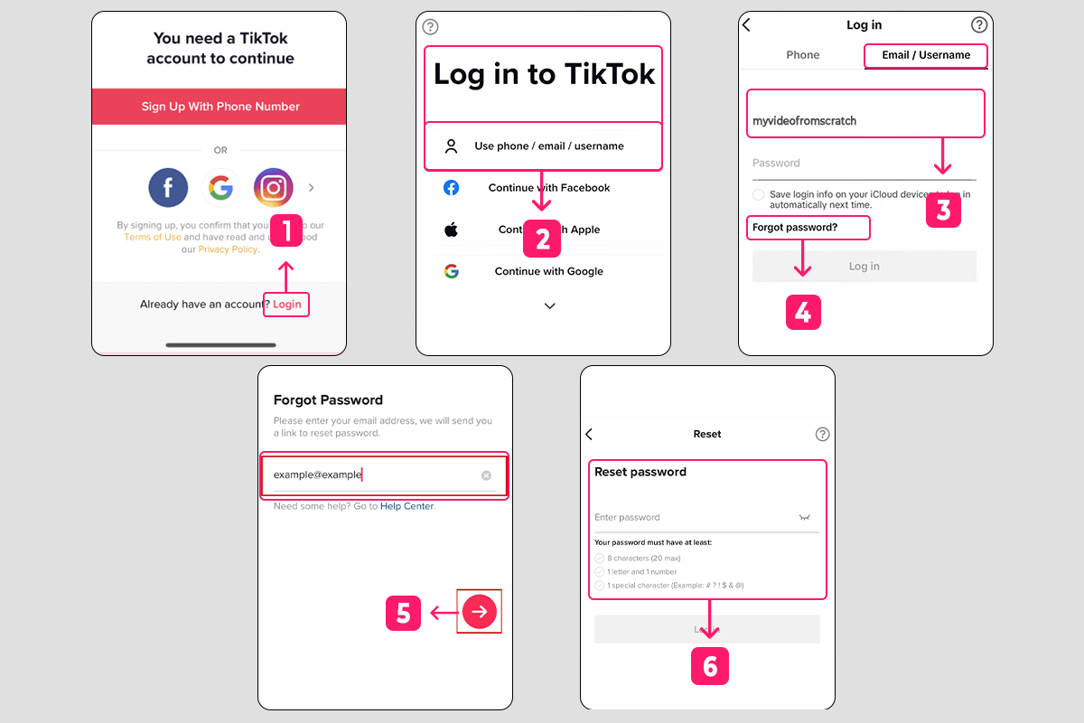 recover tiktok account with a username steps image