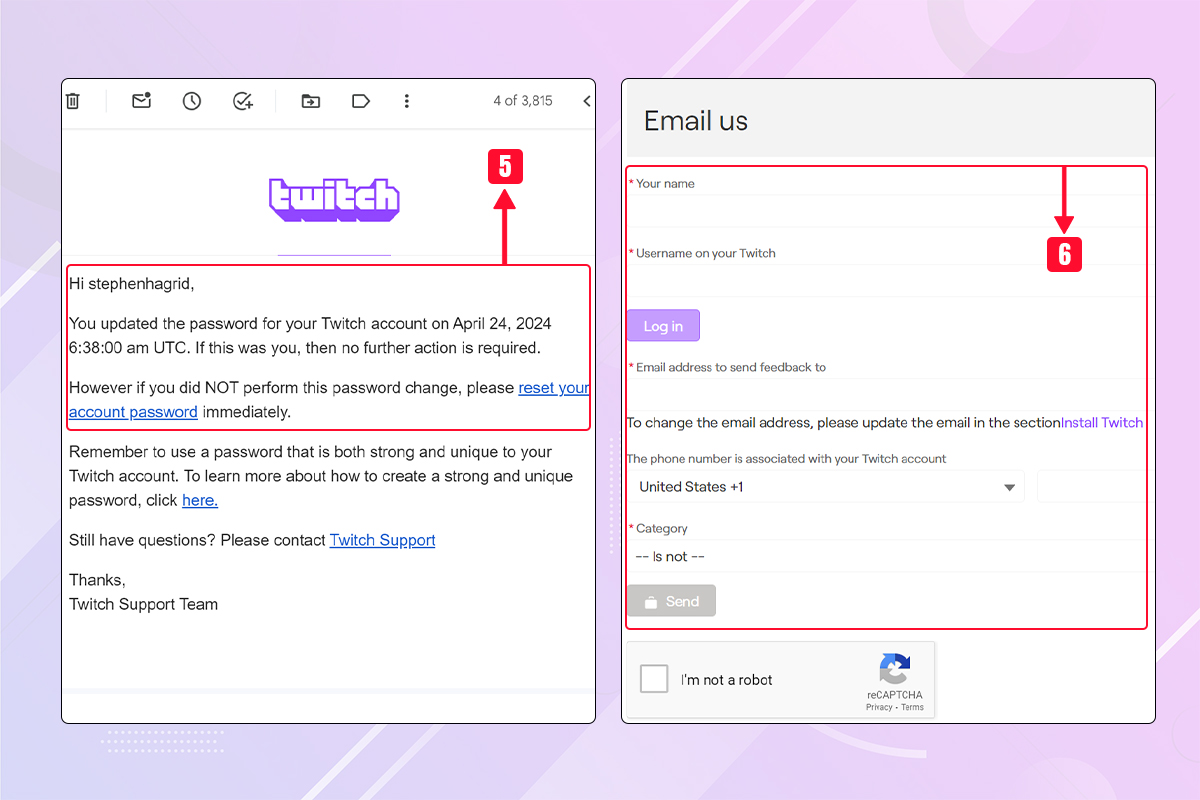 recover hacked Twitch account steps 5 & 6