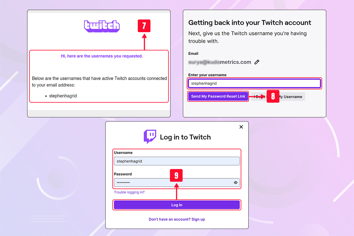recover twitch account without username or password steps image 7,8 & 9